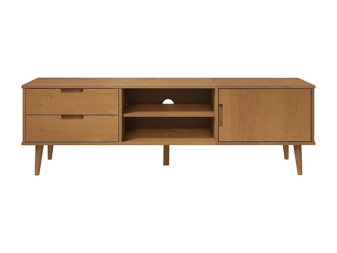 Brila  Mueble de TV MOLDE madera maciza de pino marrón 158x40x49 cm