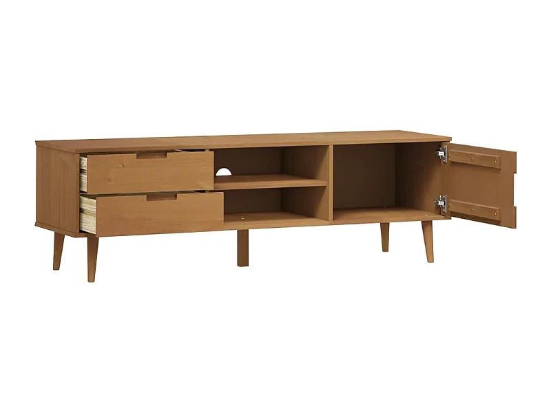 Brila  Mueble de TV MOLDE madera maciza de pino marrón 158x40x49 cm