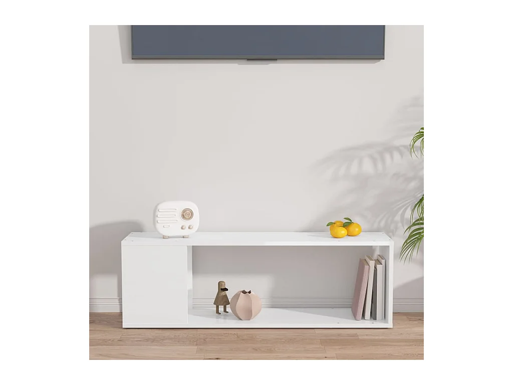 Norman  Meuble TV Blanc brillant 100x24x32 cm Bois d'ingénierie