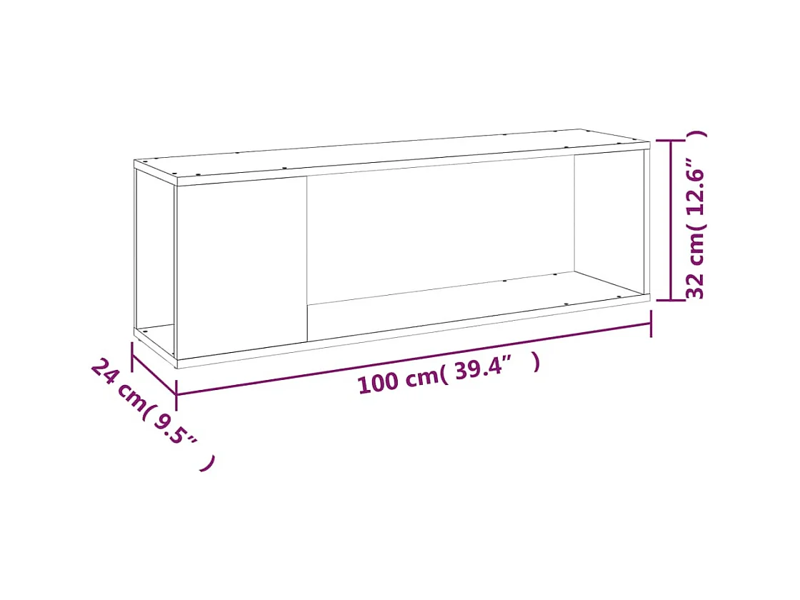 Norman  Meuble TV Blanc brillant 100x24x32 cm Bois d'ingénierie