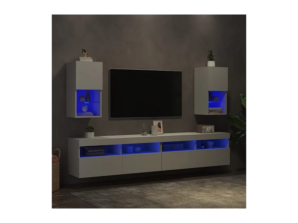 Almar  Meubles TV avec lumières LED 2 pcs blanc 30,5x30x60 cm