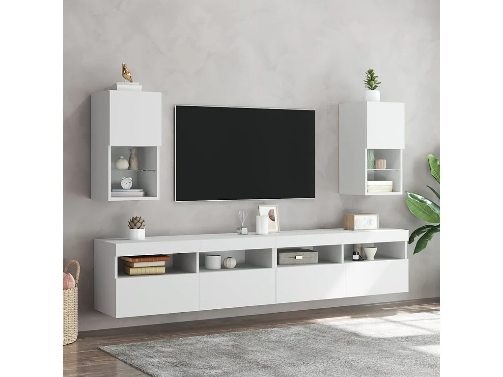 Almar  Muebles para TV con luces LED 2 uds blanco 30,5x30x60 cm