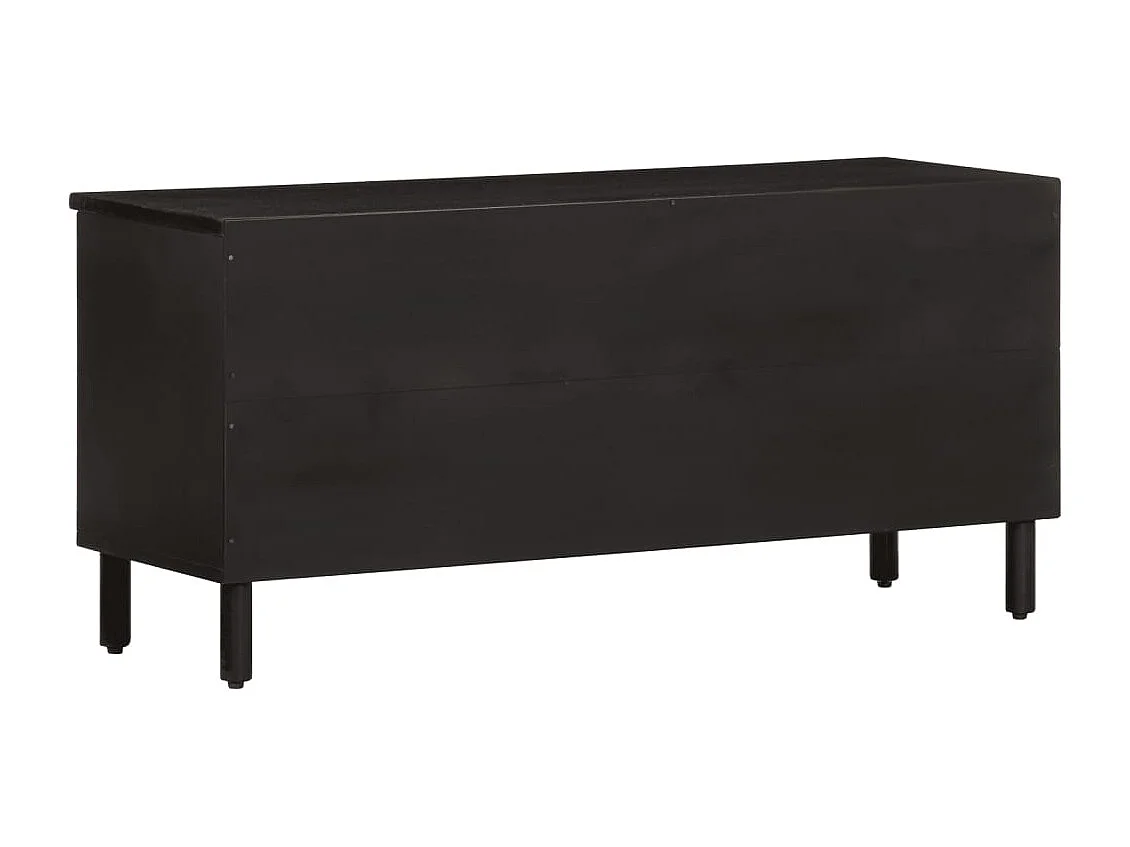 Telira  Meuble TV noir 100x33x46 cm bois massif de manguier