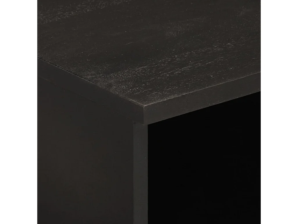Telira  Meuble TV noir 100x33x46 cm bois massif de manguier