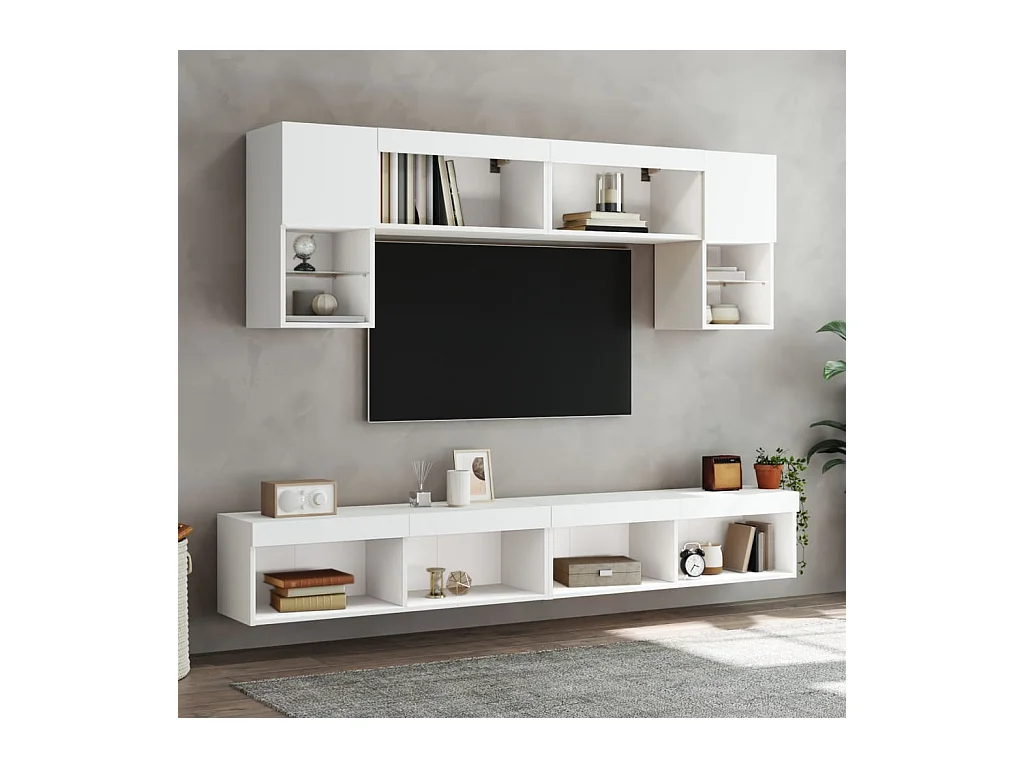 Mano  Meuble TV avec lumières LED blanc 100x30x30 cm