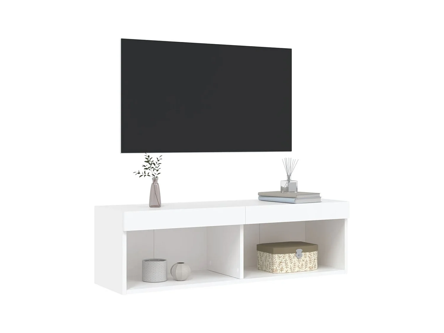 Mano  Meuble TV avec lumières LED blanc 100x30x30 cm