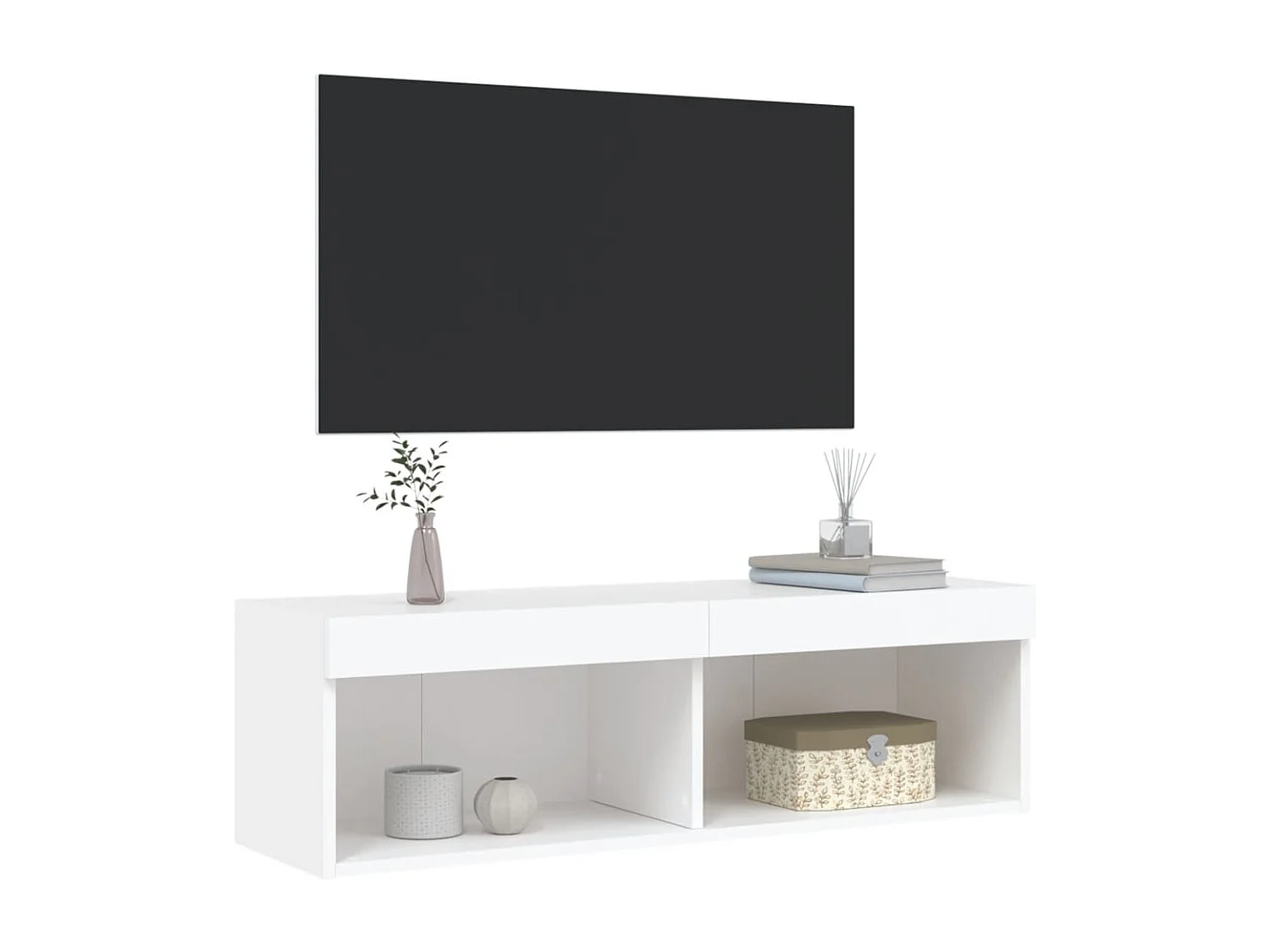Mano  Meuble TV avec lumières LED blanc 100x30x30 cm