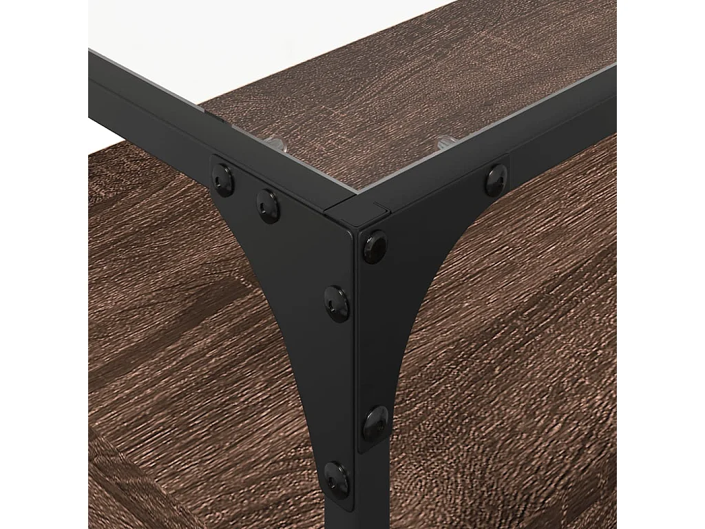 Varel  Meuble TV avec dessus en verre chêne marron bois d'ingénierie