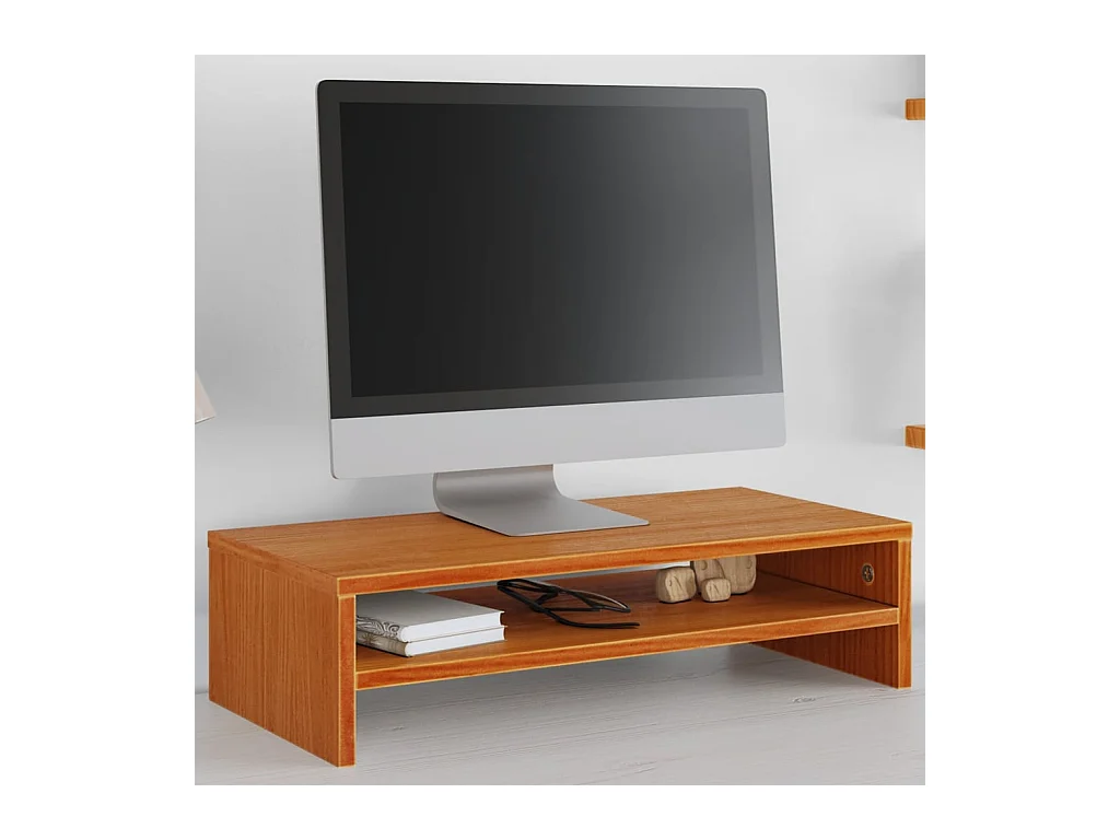 Prolenta Premium -  Support de moniteur marron miel 50x24x13 cm bois de pin solide