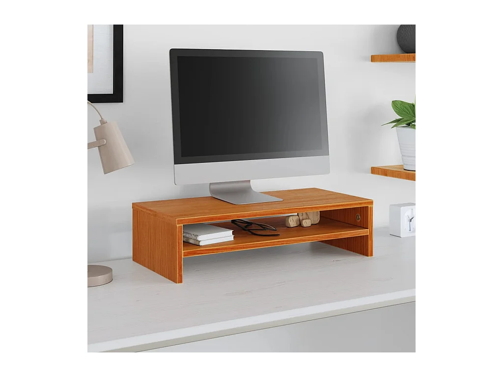Prolenta Premium -  Support de moniteur marron miel 50x24x13 cm bois de pin solide