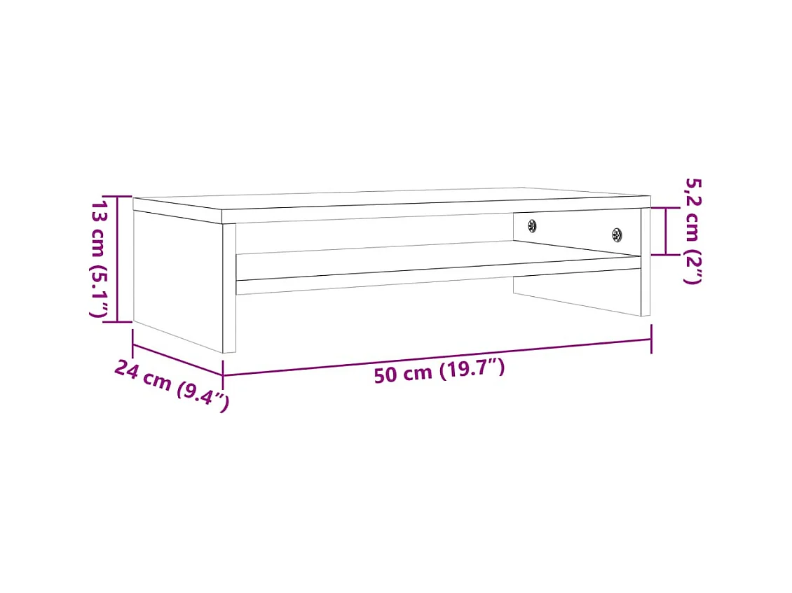 Prolenta Premium -  Support de moniteur marron miel 50x24x13 cm bois de pin solide