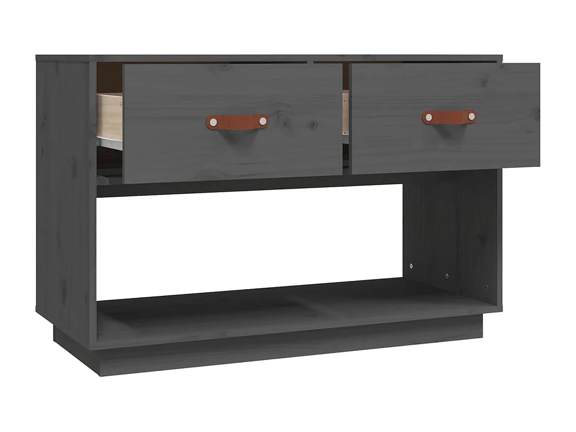 Carly Grace  Meuble TV Gris 90x40x60 cm Bois de pin massif