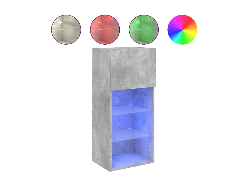 Almar  Meuble TV avec lumières LED gris béton 40,5x30x90 cm