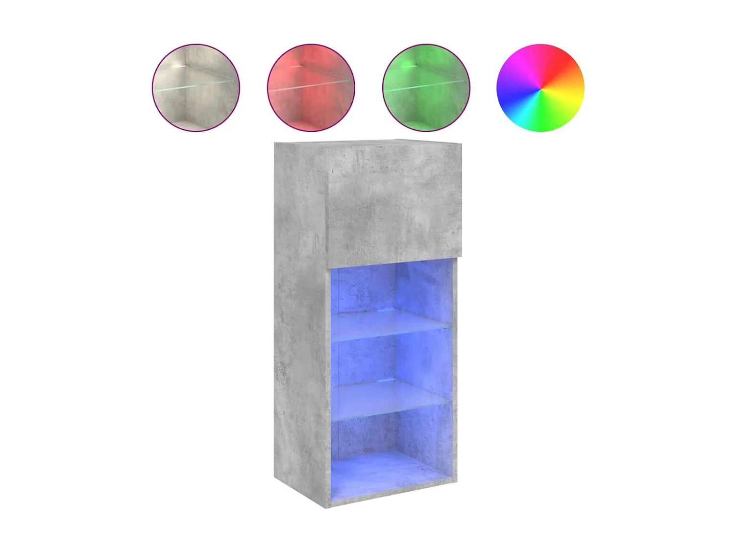 Almar  Meuble TV avec lumières LED gris béton 40,5x30x90 cm