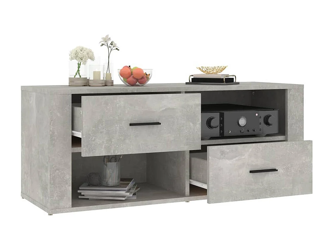 Xyra  Meuble TV Gris béton 100x35x40 cm Bois d'ingénierie