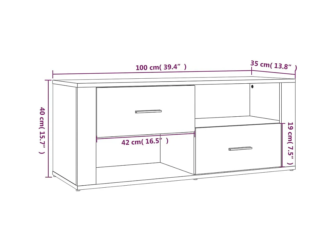 Xyra  Mueble para TV contrachapada gris hormigón 100x35x40 cm