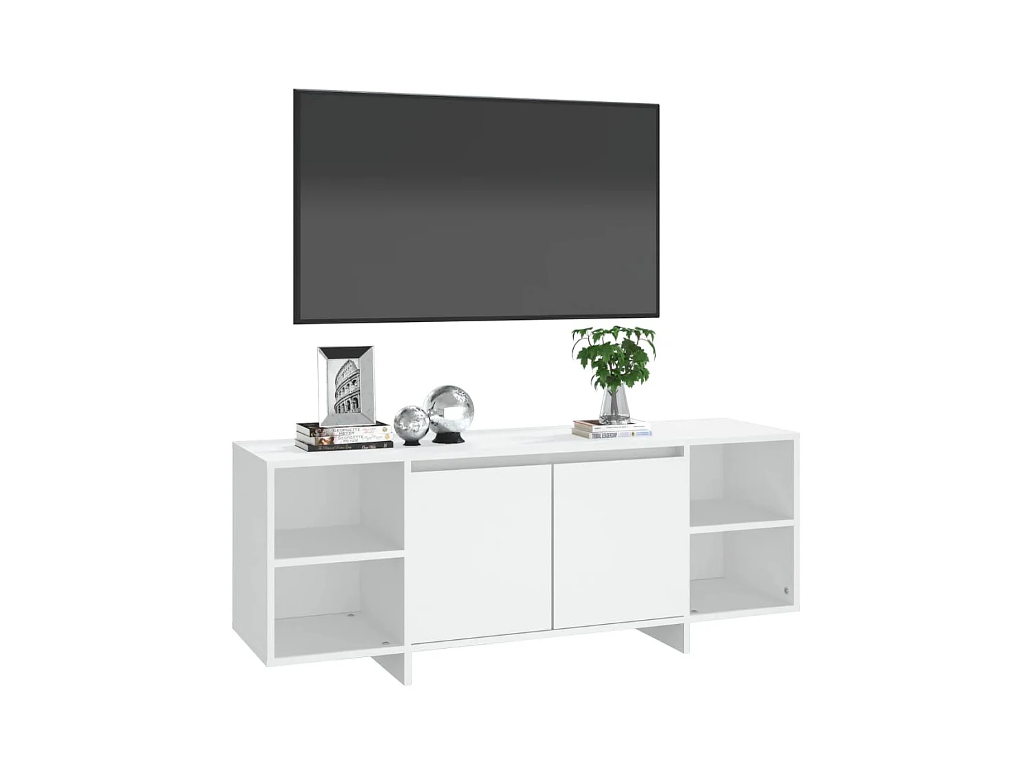 Isolde  Meuble TV blanc 130x35x50 cm bois d'ingénierie