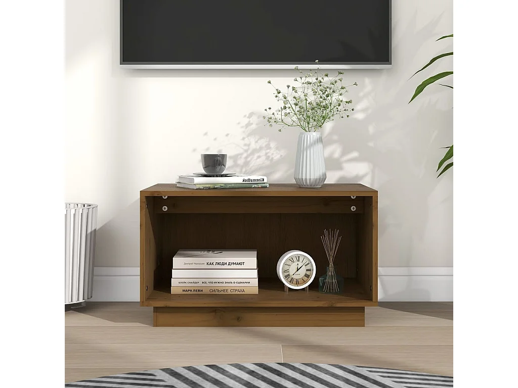 Myrrh  Meuble TV Marron miel 60x35x35 cm Bois de pin massif