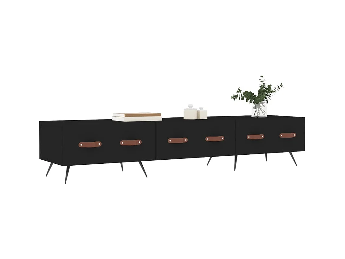 Tjorlin  Meuble TV noir 150x36x30 cm bois d'ingénierie