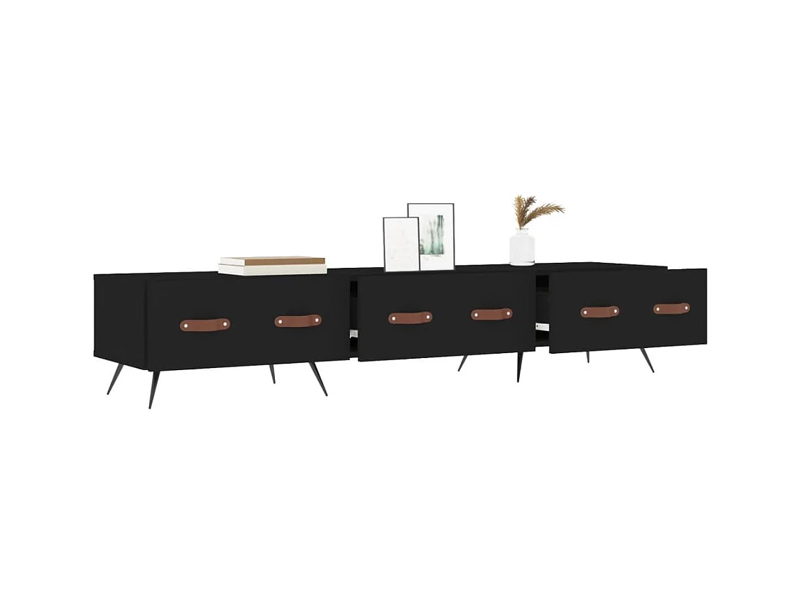 Tjorlin  Meuble TV noir 150x36x30 cm bois d'ingénierie