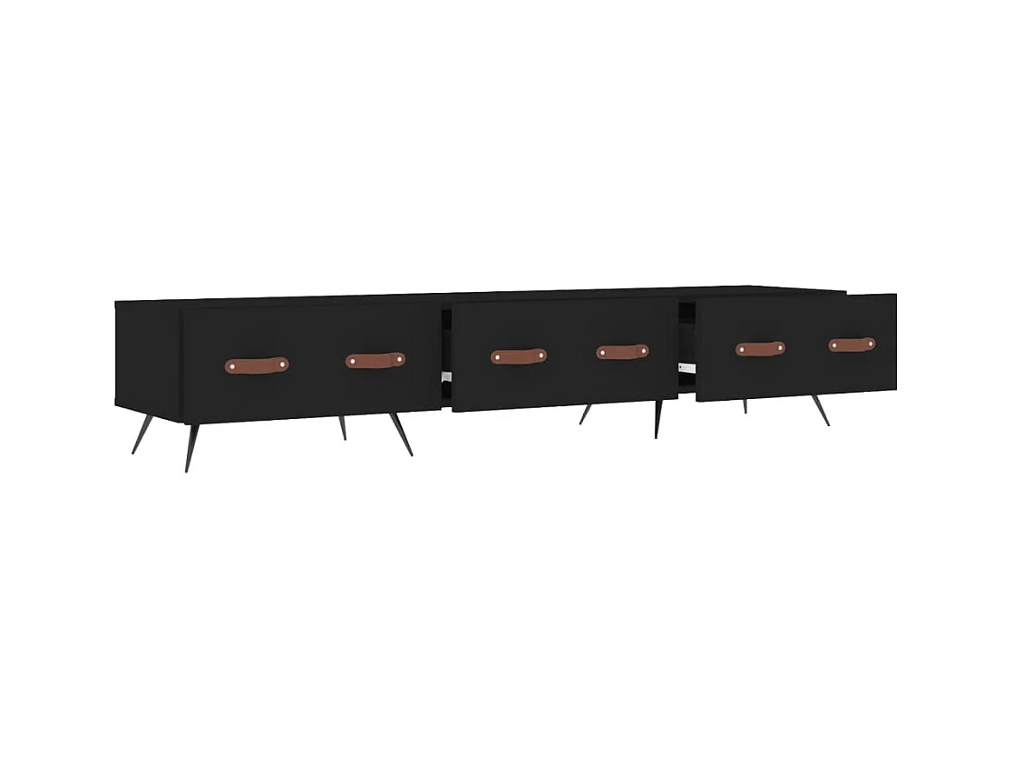 Tjorlin  Meuble TV noir 150x36x30 cm bois d'ingénierie