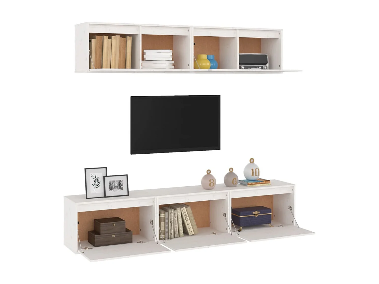 Fontenay-sous-Bois  Muebles para TV 5 piezas madera maciza de pino blanco