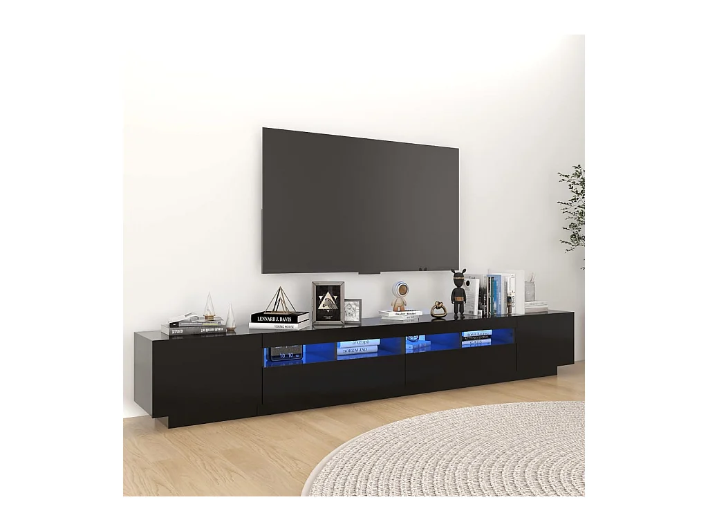 Bayside  Meuble TV avec lumières LED Noir 260x35x40 cm