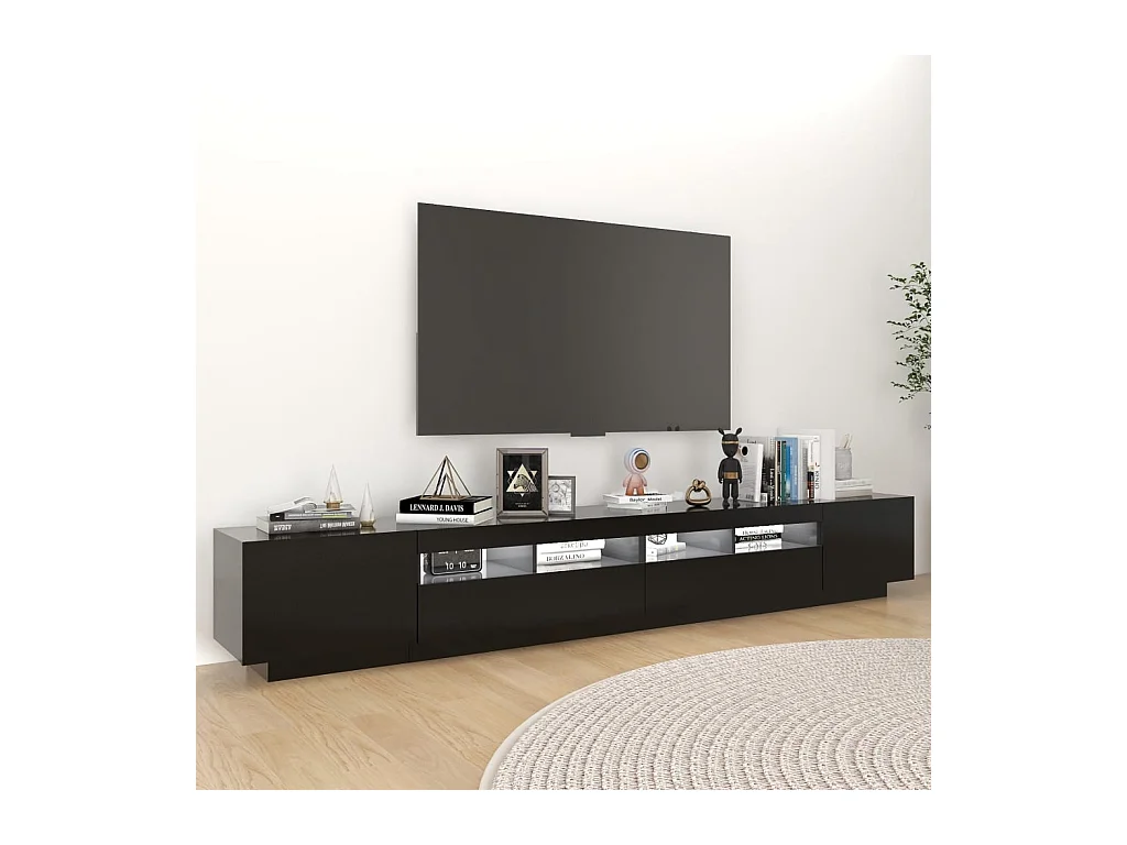 Bayside  Meuble TV avec lumières LED Noir 260x35x40 cm