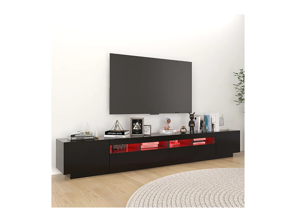 Bayside  Meuble TV avec lumières LED Noir 260x35x40 cm
