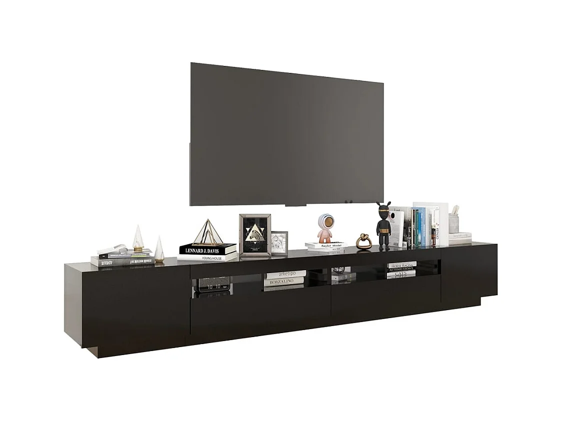 Bayside  Meuble TV avec lumières LED Noir 260x35x40 cm