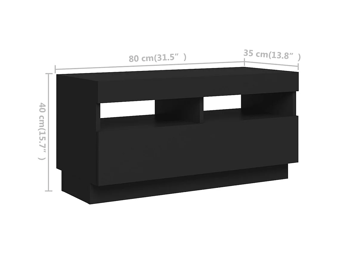 Bayside  Meuble TV avec lumières LED Noir 260x35x40 cm