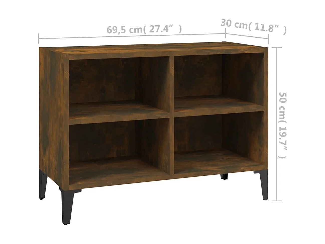 Eadestown  Meuble TV avec pieds en métal Chêne fumé 69,5x30x50 cm