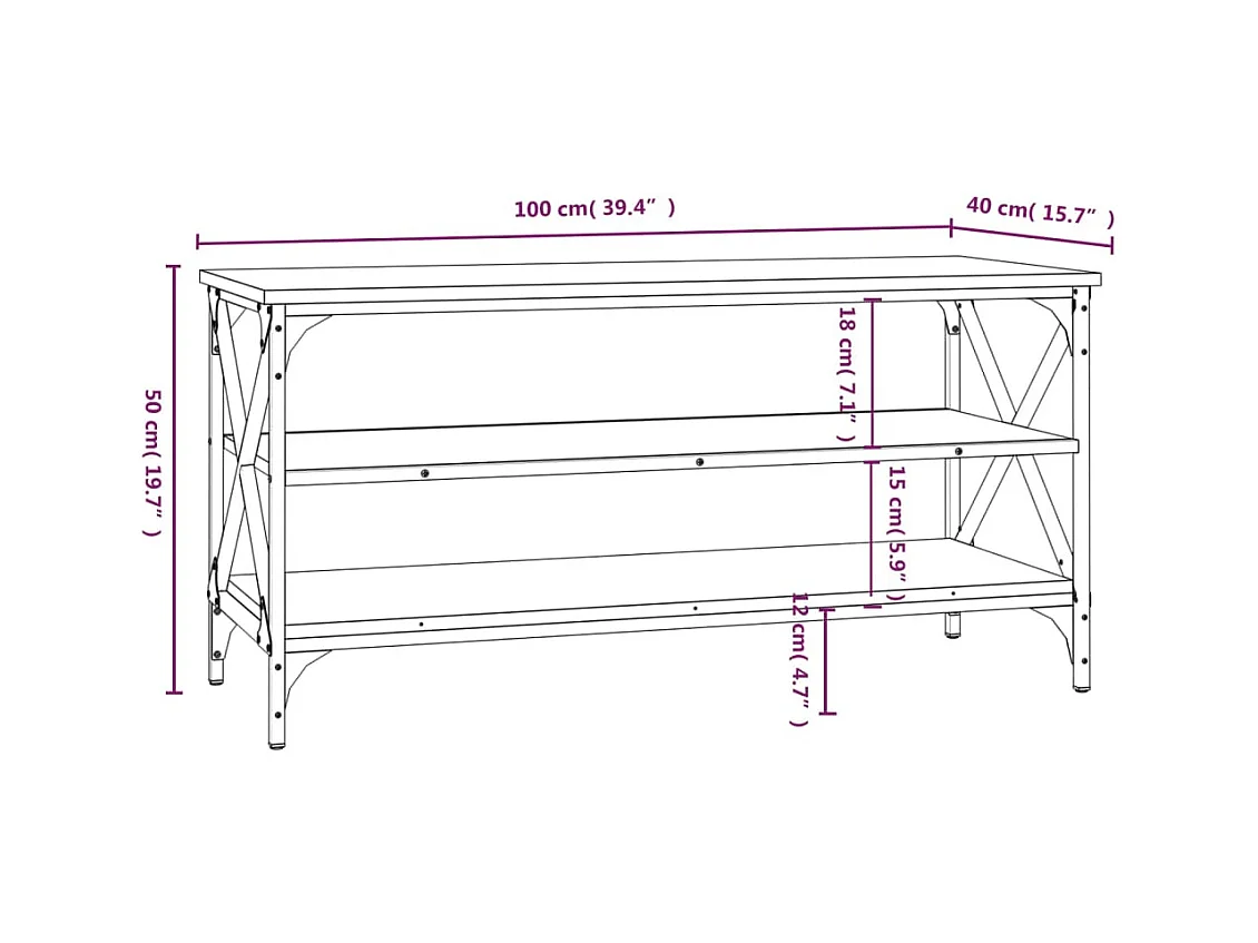 Othmane  Tv-meubel 100x40x50 cm bewerkt hout bruin eikenkleur
