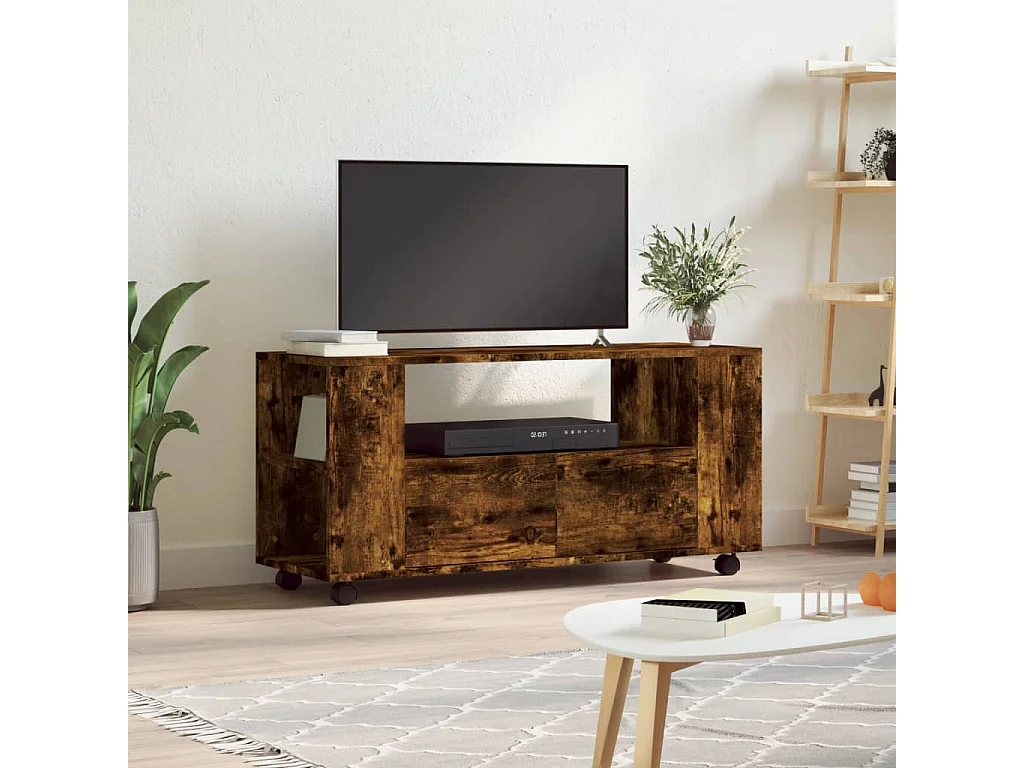 Elli  Meuble TV chêne fumé 102x34,5x43 cm bois d'ingénierie