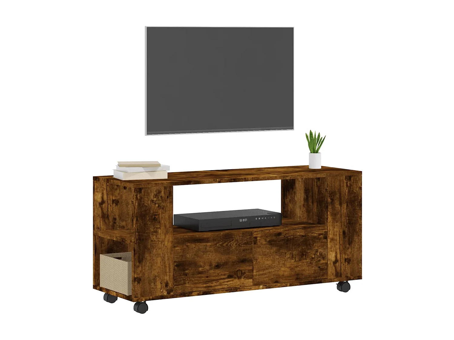 Elli  Meuble TV chêne fumé 102x34,5x43 cm bois d'ingénierie
