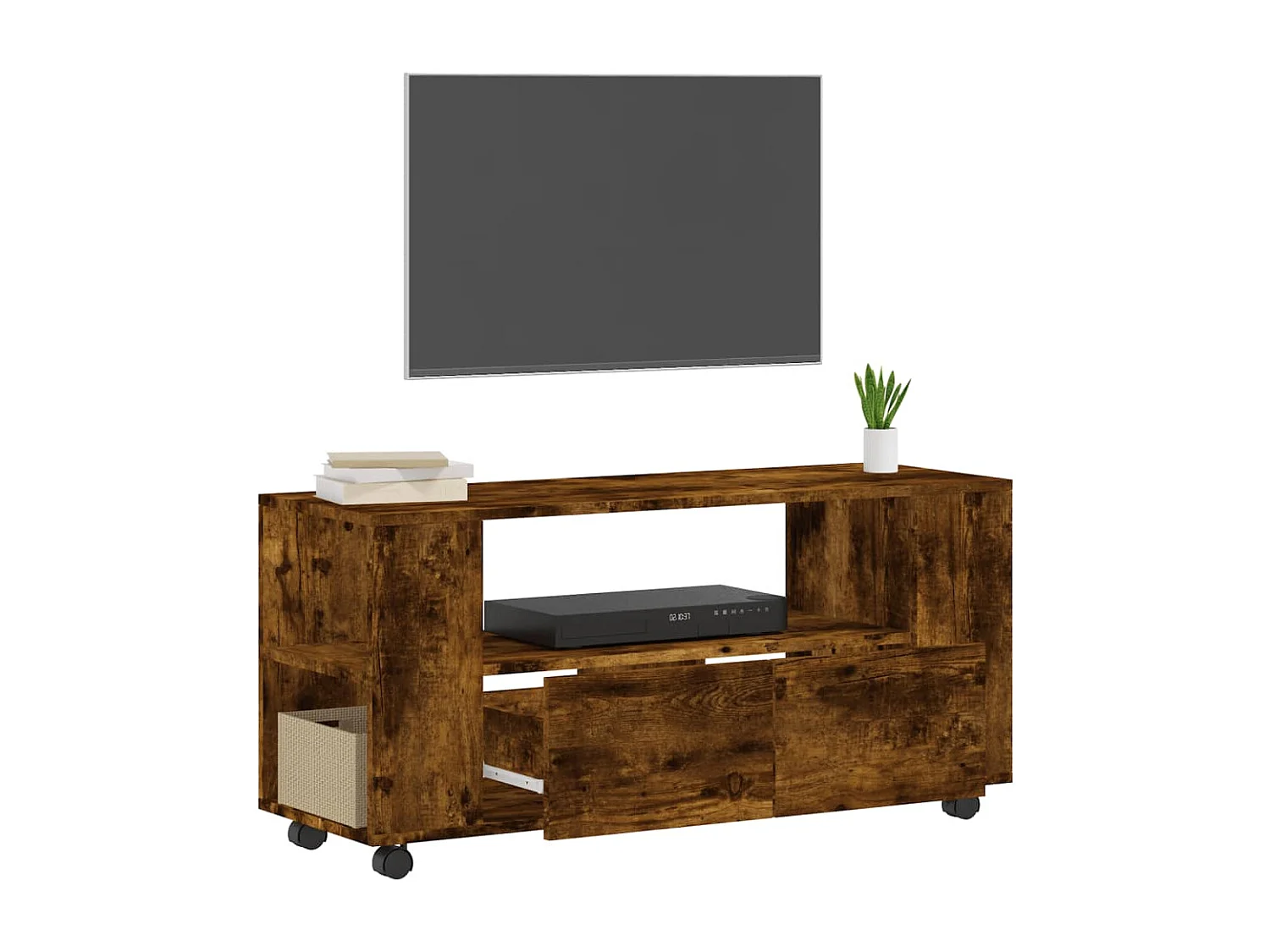 Elli  Meuble TV chêne fumé 102x34,5x43 cm bois d'ingénierie