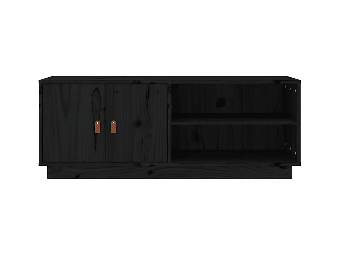 Sofia Marie  Mueble de TV de madera maciza de pino negro 105x34x40 cm