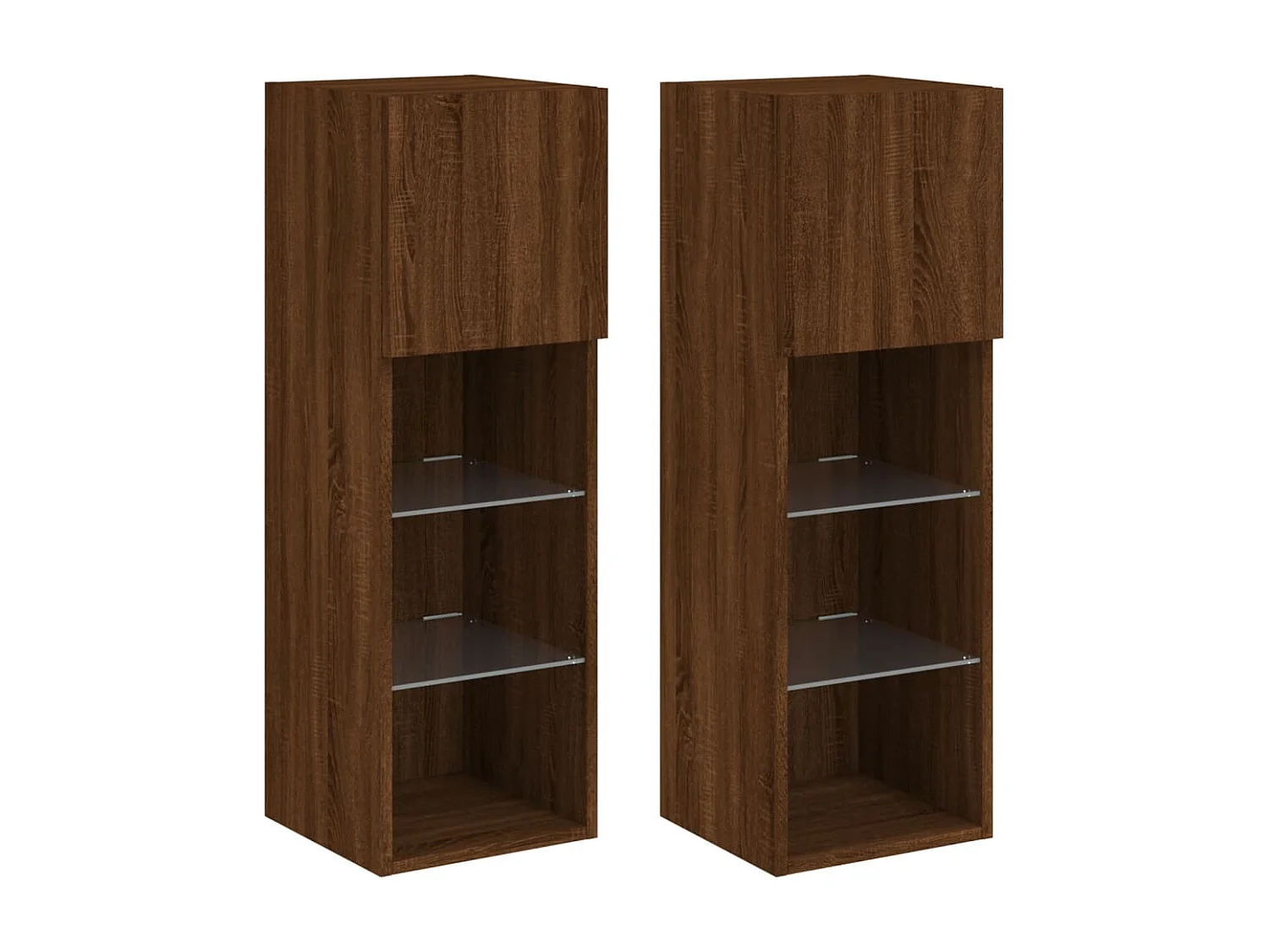 Almar  Tv-meubels met LED-verlichting 2 st 30,5x30x90 cm bruineiken