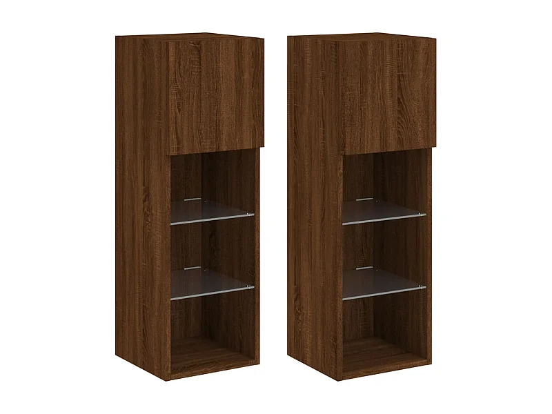 Almar  Tv-meubels met LED-verlichting 2 st 30,5x30x90 cm bruineiken