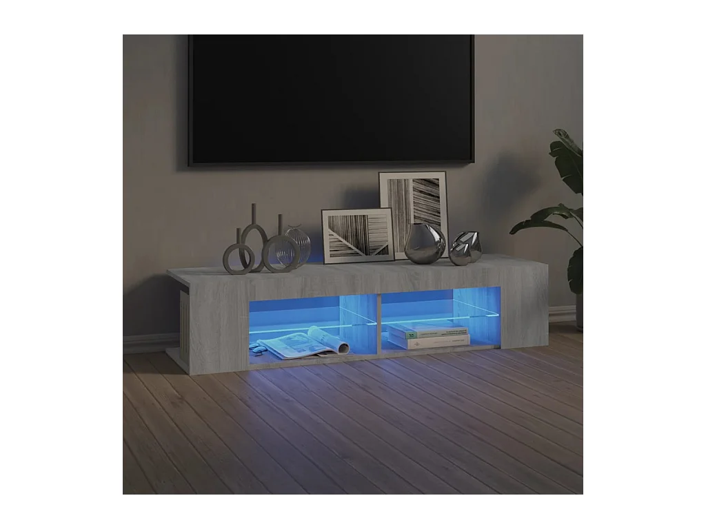 Henryetta  Mueble de TV con luces LED gris Sonoma 135x39x30 cm