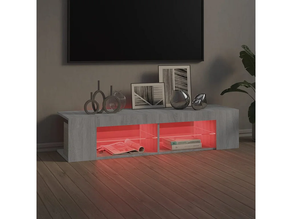 Henryetta  Meuble TV avec lumières LED sonoma gris 135x39x30 cm