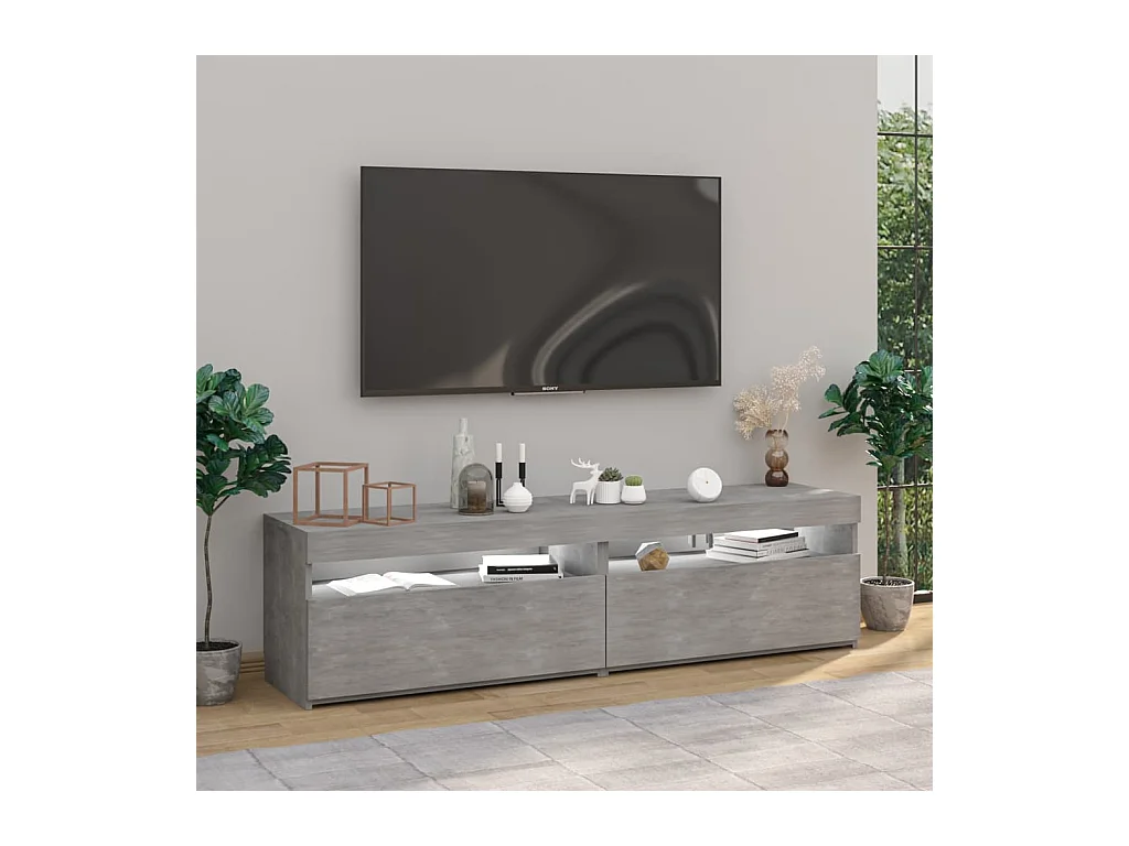 Ilion  Meubles TV 2 pcs avec lumières LED Gris béton 75x35x40 cm