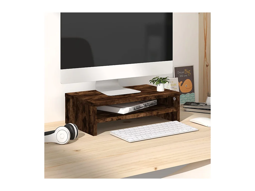 Prolenta Premium -  Support de moniteur Chêne fumé 42x24x13 cm Bois d'ingénierie