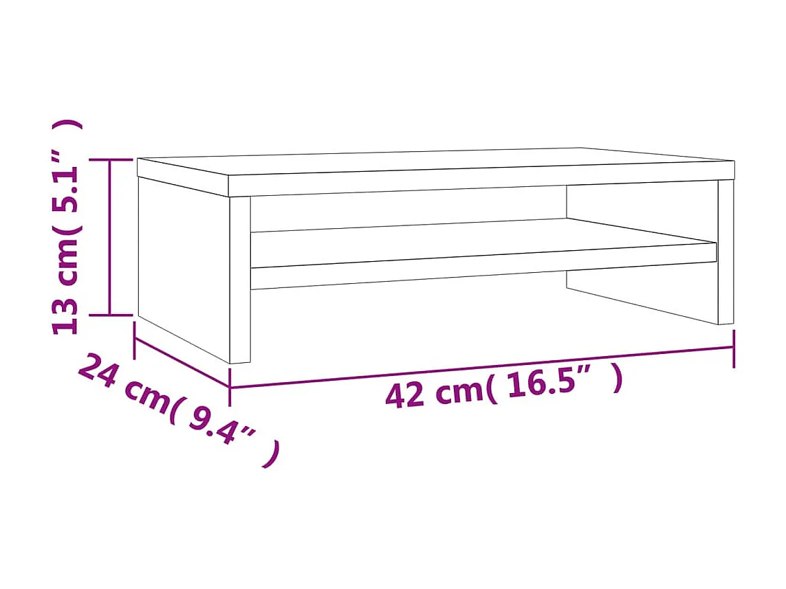 Prolenta Premium -  Monitorstandaard 42x24x13 cm bewerkt hout gerookt eikenkleurig
