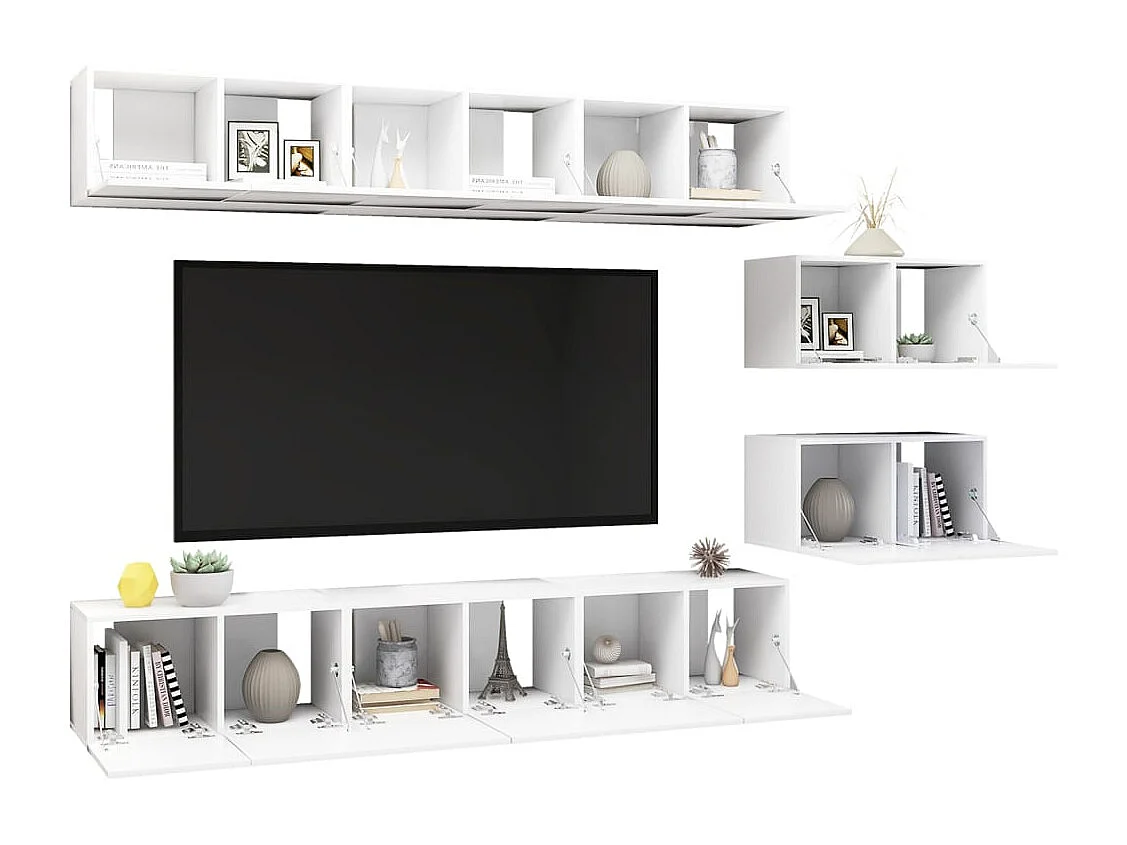 Clara  Meubles TV 8 pcs Blanc Bois d'ingénierie
