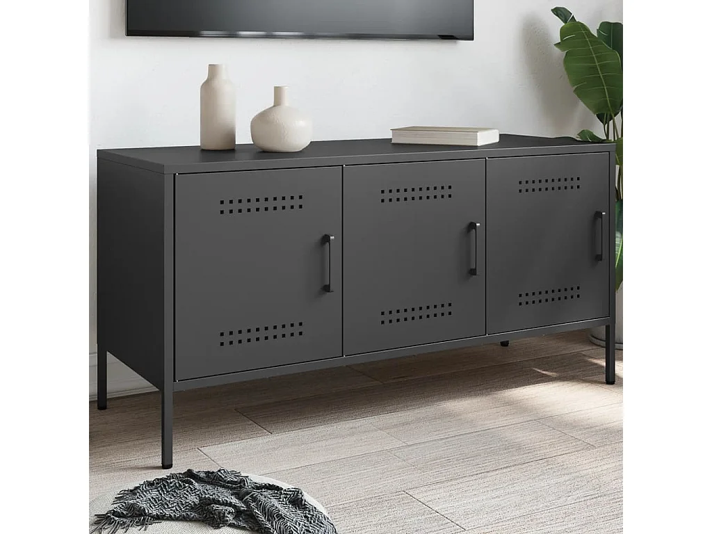 Yelda  Meuble TV noir 100,5x39x50,5 cm acier