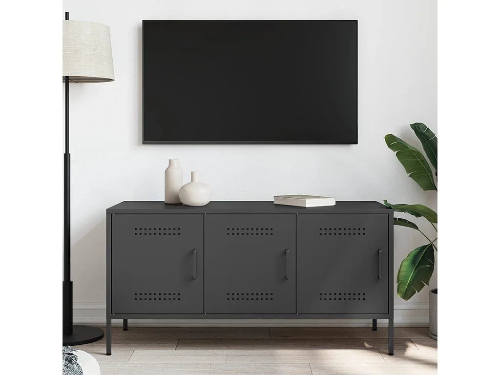 Yelda  Meuble TV noir 100,5x39x50,5 cm acier