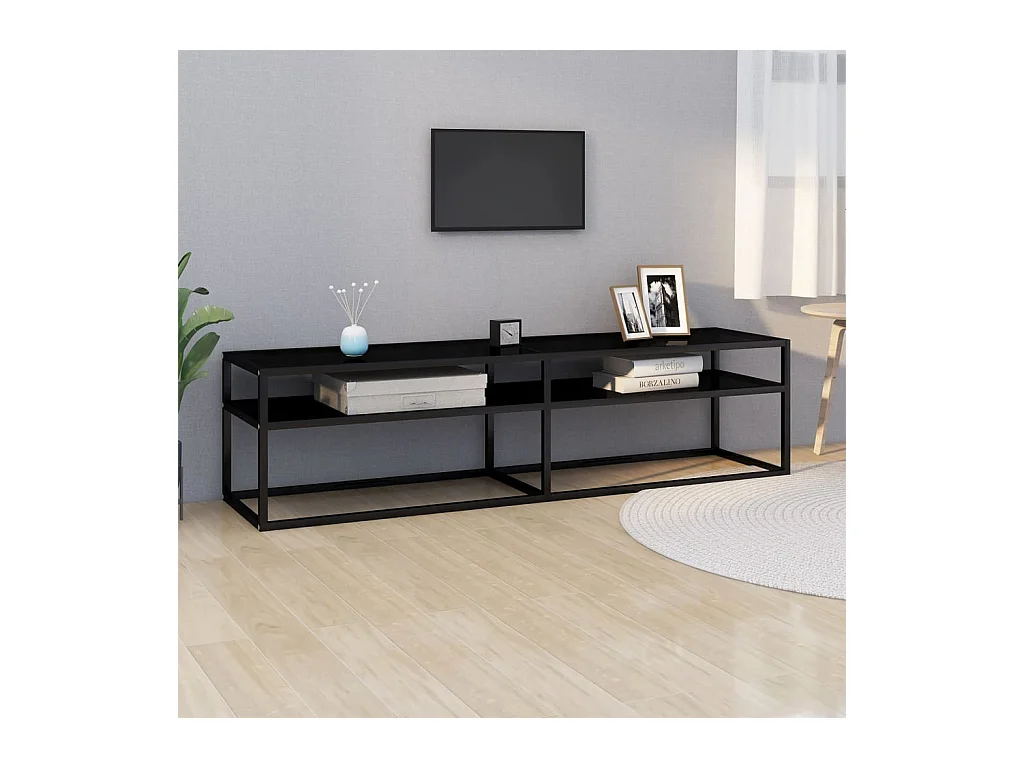 Ballypatrick  Tv-meubel 160x40x40,5 gehard glas zwart