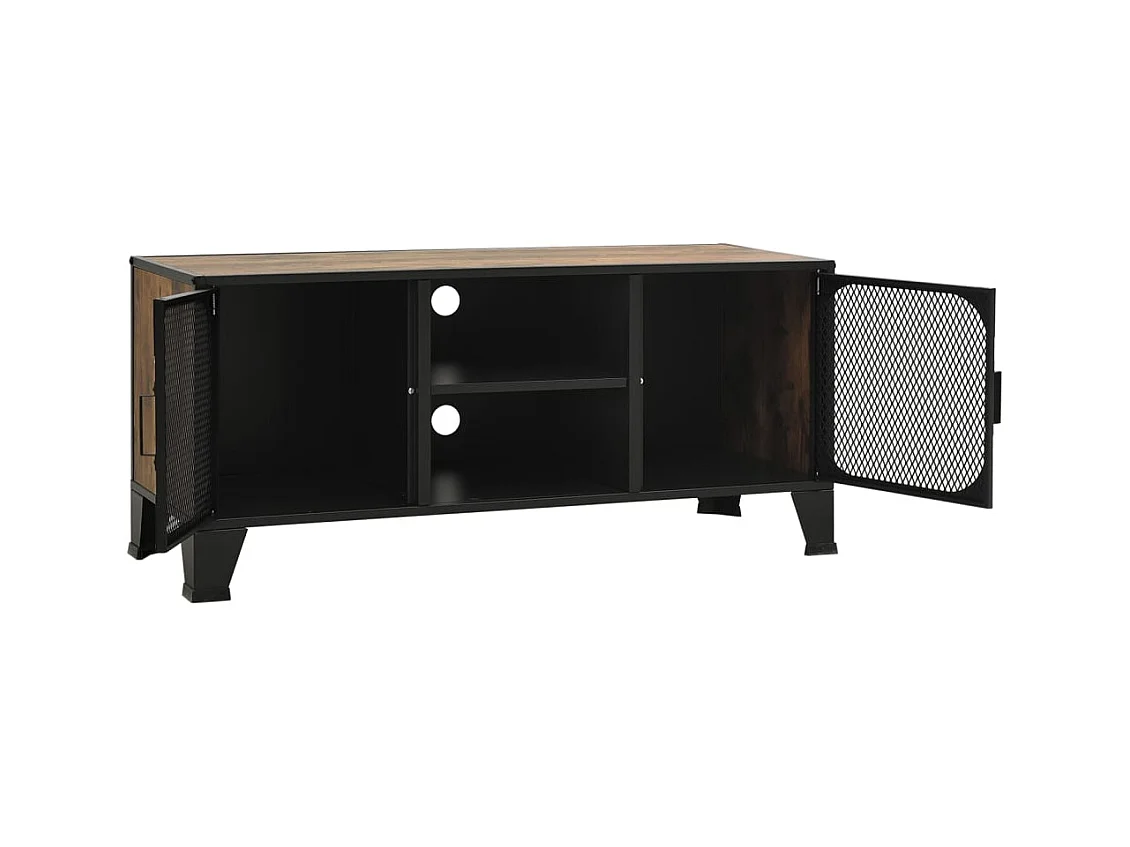 Richan  Mueble de TV metal y MDF marrón rústico 105x36x47 cm