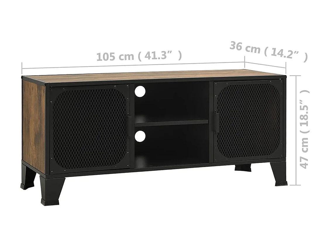 Richan  Mueble de TV metal y MDF marrón rústico 105x36x47 cm